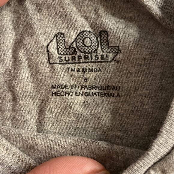 LOL Surprise BFF Vibes Graphic Tee Gray Girls T-Shirt Size 5 - Picture 3 of 5
